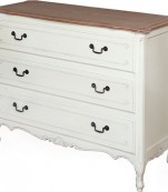 CÃ³moda blanca tres cajones tapa roble