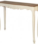 Consola blanca tapa roble