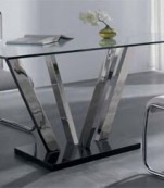 Mesa rectangular cristal con base acero